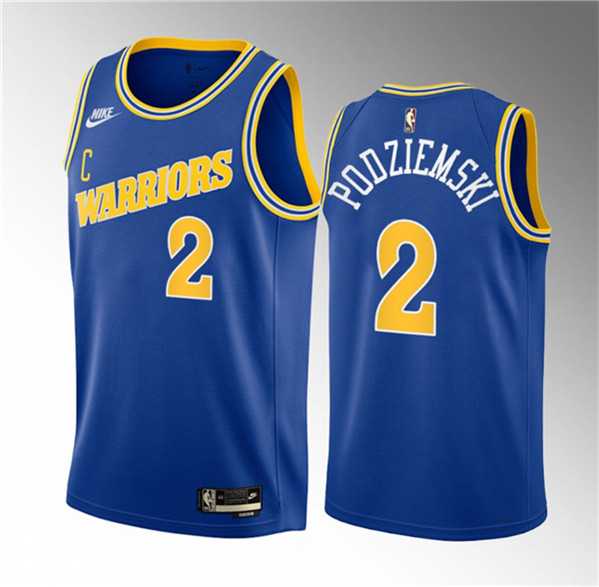 Mens Golden State Warriors #2 Brandin Podziemski Royal 2023 Draft Classic Edition Swingman Stitched Basketball Jersey Dzhi